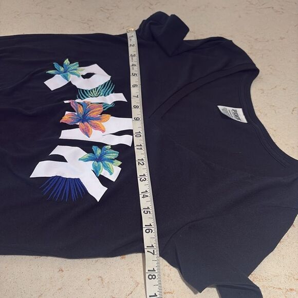 PINK Victoria's Secret Black and Pink Crop Tie Front T-Shirt SZ small - Picture 7 of 7